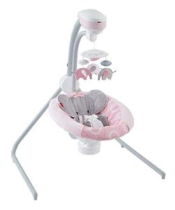 pink and grey baby swing