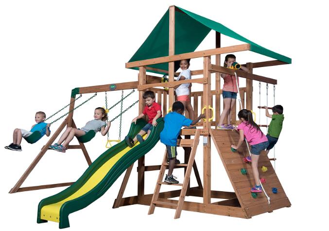 childrens wooden swing and slide sets