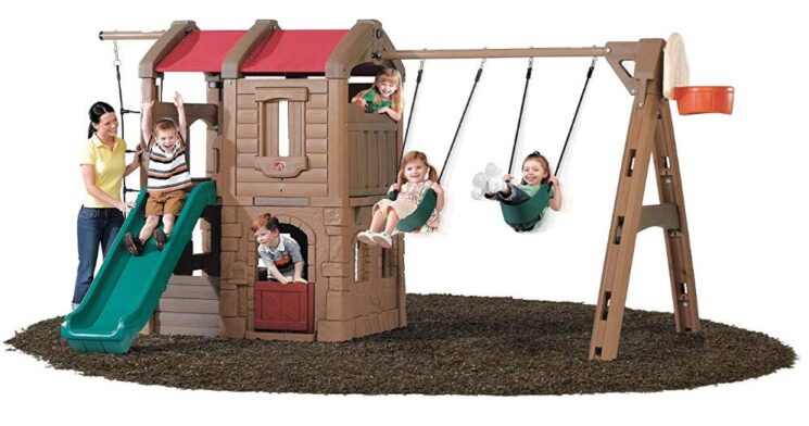 wood and resin swing set