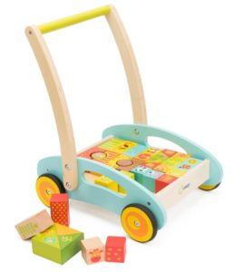 plan toys baby walker with 24 wooden blocks