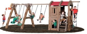 outdoor wooden swing set