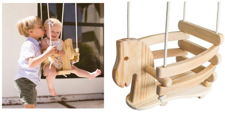 wooden toddler swing